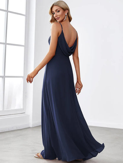 Wholesa Criss-Cross V-Neck Chiffon Backless A-Line Bridesmaid Dress