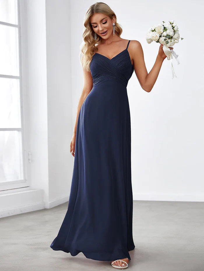 Wholesa Custom Size Sweetheart Draped Back Floor Length Bridesmaid Dress