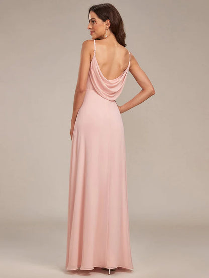 Wholesa Criss-Cross V-Neck Chiffon Backless A-Line Bridesmaid Dress