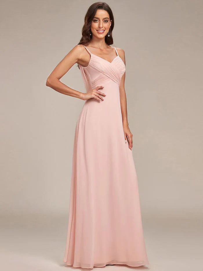 Wholesa Criss-Cross V-Neck Chiffon Backless A-Line Bridesmaid Dress