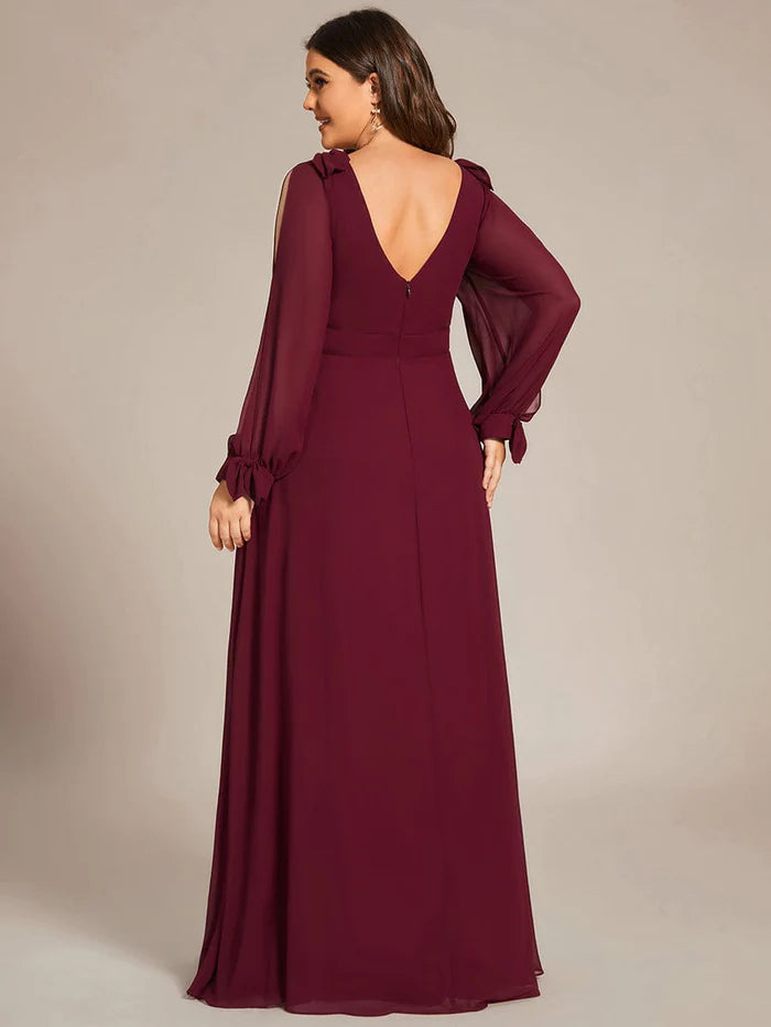 Wholesa Open Lantern Sleeve A-Line Bridesmaid Dress