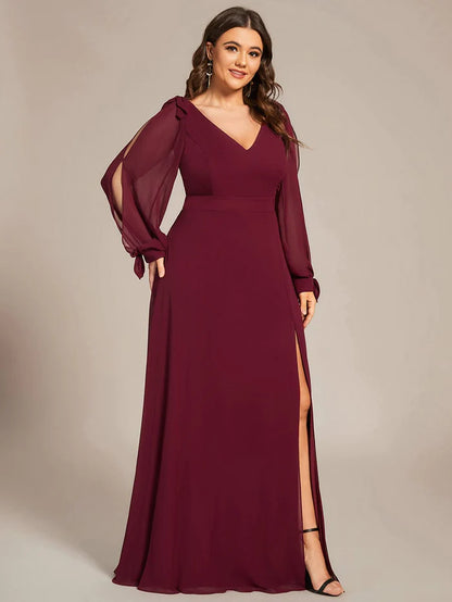 Wholesa Open Lantern Sleeve A-Line Bridesmaid Dress