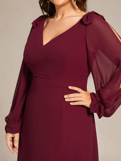 Wholesa Open Lantern Sleeve A-Line Bridesmaid Dress