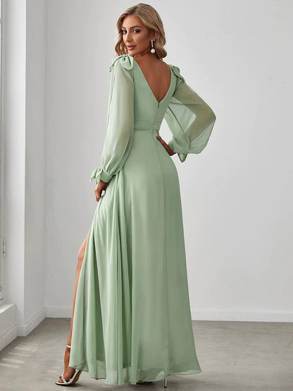 Wholesa Open Lantern Sleeve A-Line Bridesmaid Dress