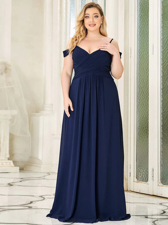 Wholesa Cold Shoulder High Waist Floor Length Bridesmaid Dress