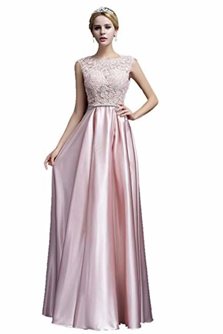 Wholesale A-Line Ball Gown Dress Elegant Applique Round Neck Lace Satin