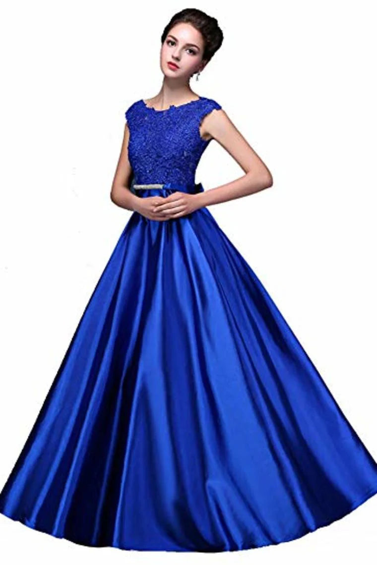 Wholesale A-Line Ball Gown Dress Elegant Applique Round Neck Lace Satin