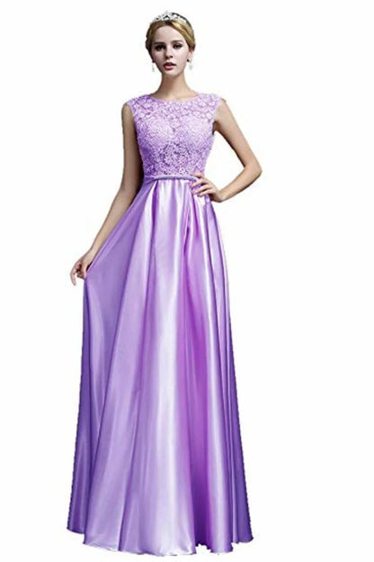 Wholesale A-Line Ball Gown Dress Elegant Applique Round Neck Lace Satin