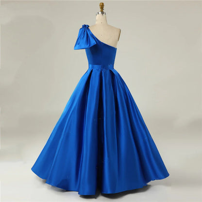 Wholesale A Line One Shoulder Satin Prom Dress With Slit Elegant