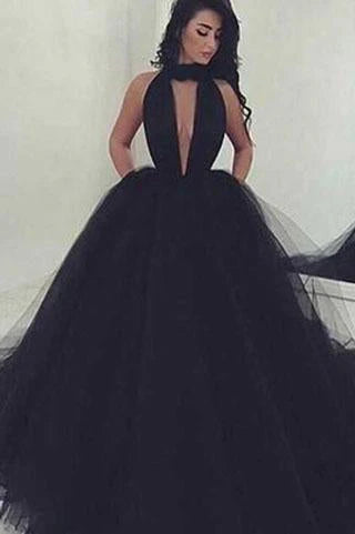 Wholesale Long Prom Dresses Elegant Ball Gown Sexy Backless Sleeveless V-Neck Tulle