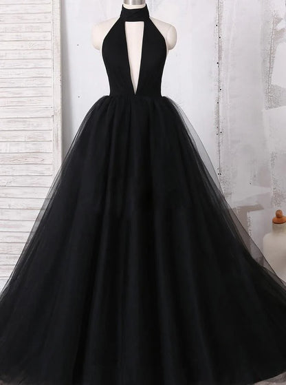 Wholesale Long Prom Dresses Elegant Ball Gown Sexy Backless Sleeveless V-Neck Tulle