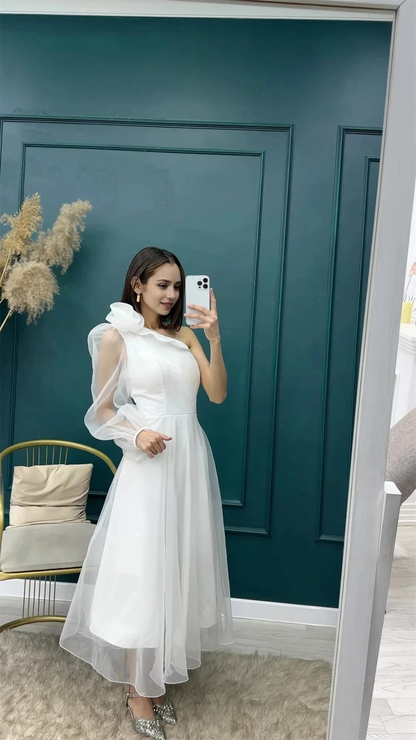 Aimishang Elegant A-line One-shoulder Long Prom Dress Charming Evening Dress Sweet Birthday Party Dress