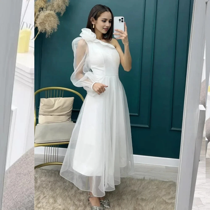 Aimishang Elegant A-line One-shoulder Long Prom Dress Charming Evening Dress Sweet Birthday Party Dress