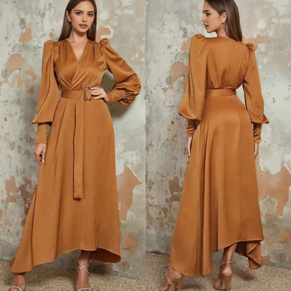 Aimishang Elegant A-line V-Neck Long Sleeves Long Prom Dress Charming Evening Party Dress