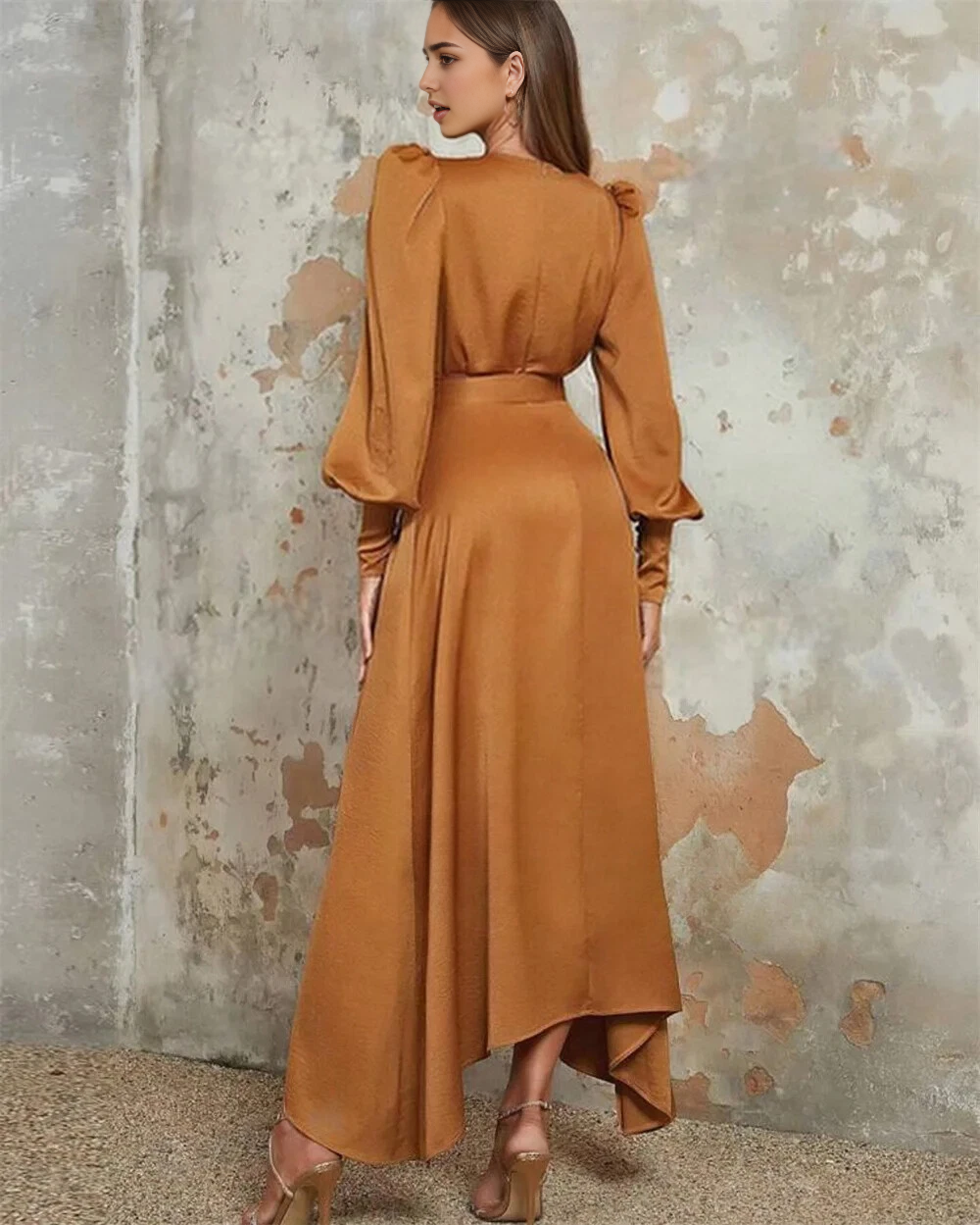 Aimishang Elegant A-line V-Neck Long Sleeves Long Prom Dress Charming Evening Party Dress