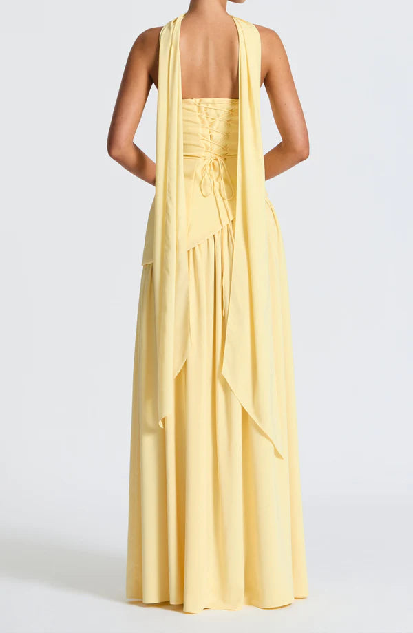 Aimishang Elegant A Line Strapless Long Prom Dress With Slit Simple Party Dress Charming Vacation Beach Dress