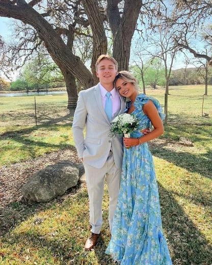 Aimishang Elegant A Line Straps Lace Up Floral Long Prom Dress Charming Evening Party Dress Women's Dresses