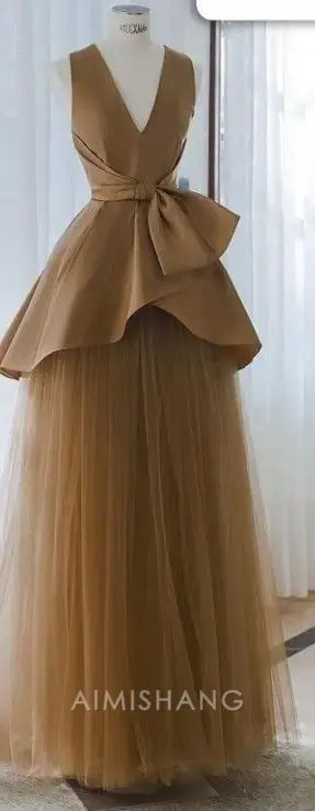 Aimishang Elegant A Line V Neck Sleeveless Formal Long Prom Dress Charming Evening Party Dress