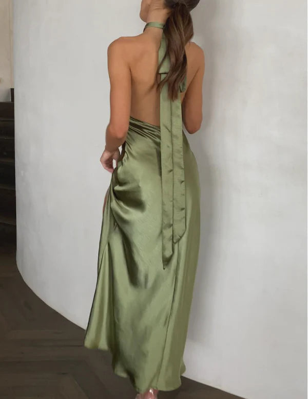 Aimishang Elegant Halter Backless Long Prom Dresses With Split Charming Evening Party Dress for Women