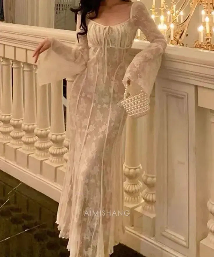 Aimishang Elegant Long Sleeves Formal Prom Dress Charming Graduation Dress Pretty Evening Party Gowns