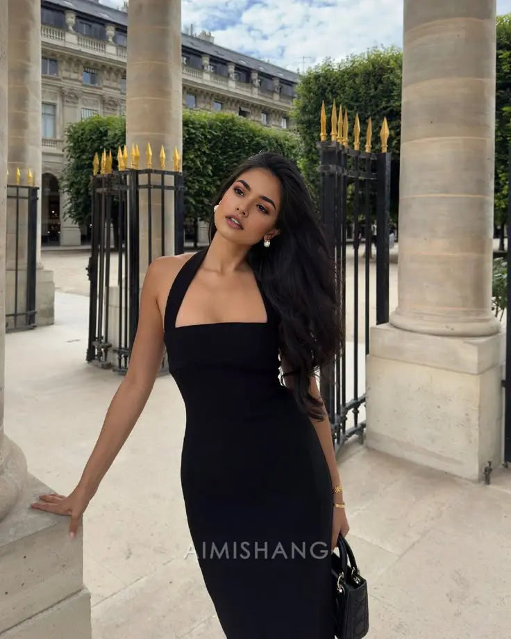 Aimishang Elegant Sheath Halter Sleeveless Prom Dress Simple Evening Party Dress Fashion Formal Dress