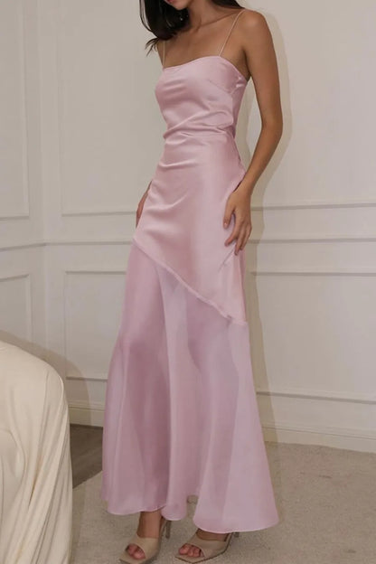 Aimishang Elegant Spaghetti Straps Long Prom Dress With Slit Simple Evening Party Dress Sweet Vacation Dress