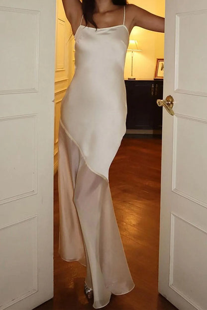 Aimishang Elegant Spaghetti Straps Long Prom Dress With Slit Simple Evening Party Dress Sweet Vacation Dress