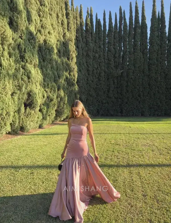 Aimishang Elegant Strapless Sleeveless Long Formal Prom Dress Chic Wedding Guest Dress Charming Party Evening Gowns