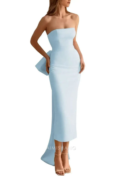 Aimishang Elegant Strapless Sleeveless Wedding Dress Lovely Party Dress Charming Bridal Gown With Bow