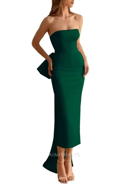 Aimishang Elegant Strapless Sleeveless Wedding Dress Lovely Party Dress Charming Bridal Gown With Bow