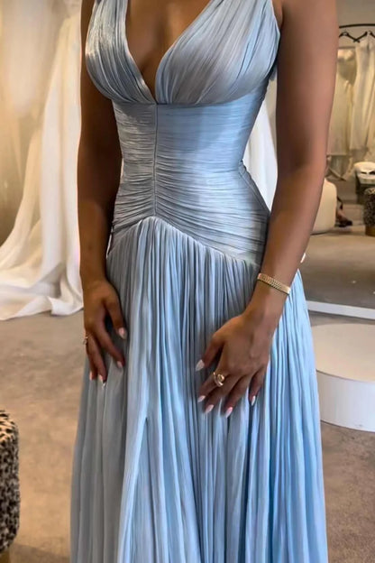 Aimishang Elegant A-Line Halter Sleeveless Pleated Prom Dress for Women's Party Event Gown