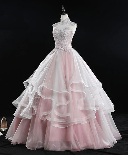 Aimishang Elegant A-Line High Neck Sleeveless Birthday Party Dress 16 Dress Pretty Long Formal Prom Dress with Appliques