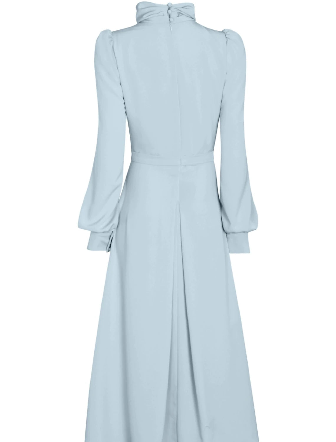 Aimishang Elegant A-Line Long Sleeves Wedding Guest Party Dress High Neck Tea Length Mother of the Bride Dress with Ruching