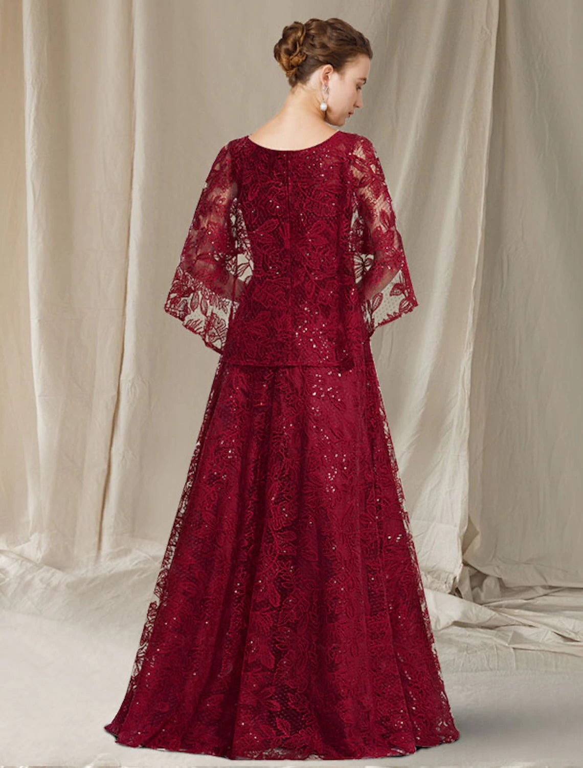 Aimishang Elegant A-Line Mother of the Bride Dress Plus Size Floor Length Lace Wedding Guest Dress