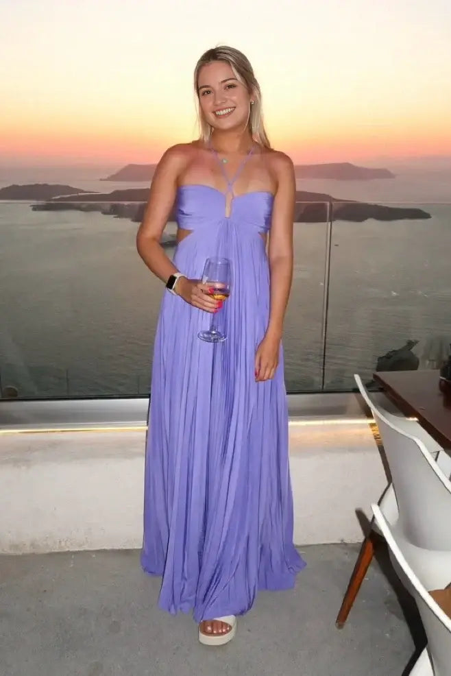 Aimishang Elegant A-Line Pleated Sleeveless Graduation Party Dress Lovely Long Formal Prom Dress