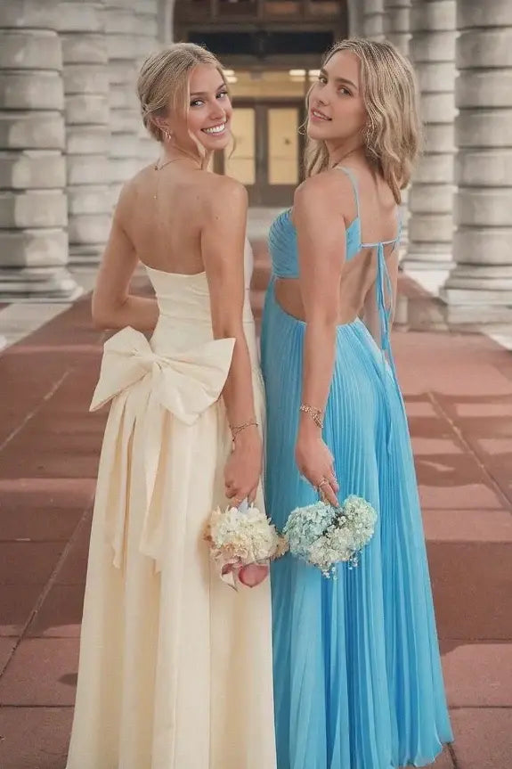 Aimishang Elegant A-Line Pleated Sleeveless Graduation Party Dress Lovely Long Formal Prom Dress