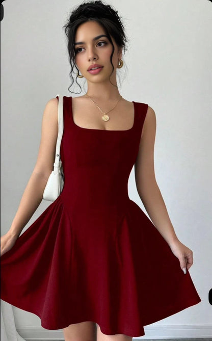 Aimishang Elegant A-Line Square Neck Sleeveless Short Homecoming Dress Women's Party Gown