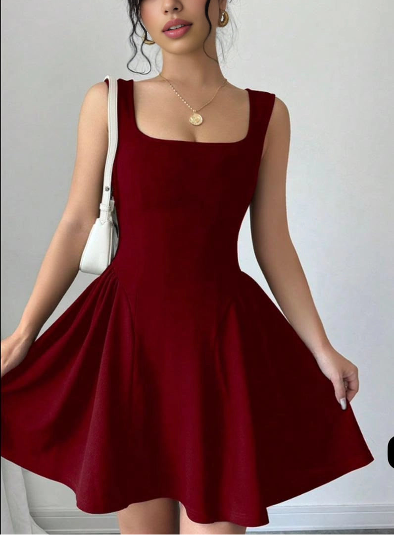 Aimishang Elegant A-Line Square Neck Sleeveless Short Homecoming Dress Women's Party Gown