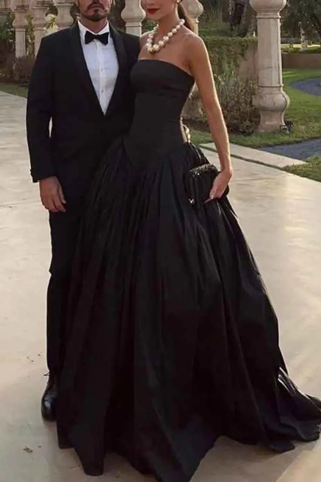 Aimishang Elegant A-Line Strapless Sleeveless Black Party Evening Gown Chic Long Formal Prom Dress