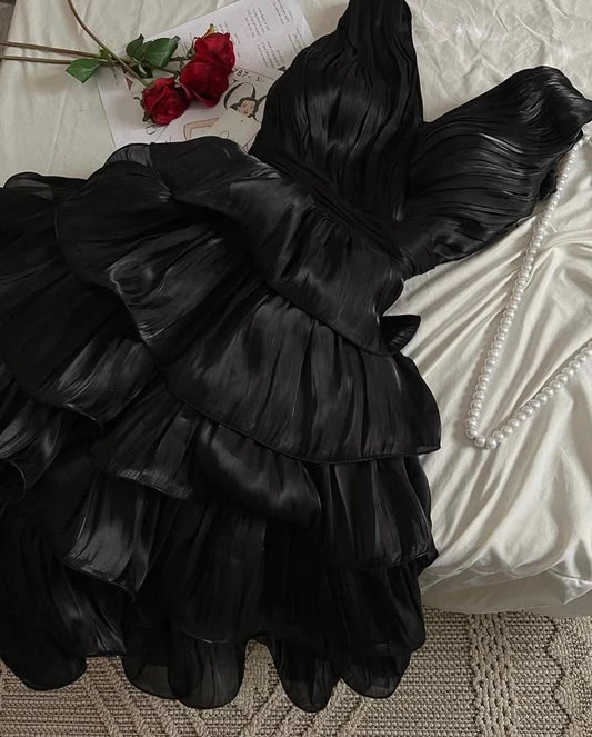 Aimishang Elegant A-Line V-neck Sleeveless Tiered Ruffle Women's Party Evening Dress