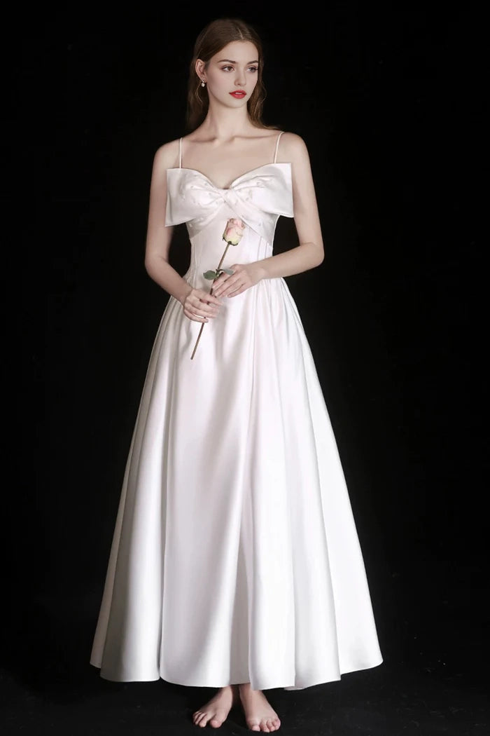 Aimishang Elegant A-line Spaghetti Straps Sleeveless Satin Long Formal Prom Dress Lovely Evening Party Dress
