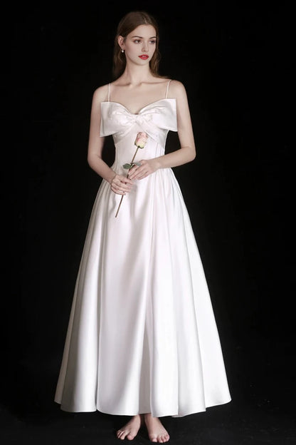 Aimishang Elegant A-line Spaghetti Straps Sleeveless Satin Long Formal Prom Dress Lovely Evening Party Dress