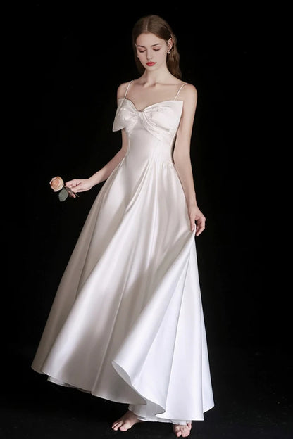 Aimishang Elegant A-line Spaghetti Straps Sleeveless Satin Long Formal Prom Dress Lovely Evening Party Dress