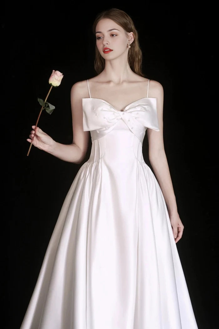 Aimishang Elegant A-line Spaghetti Straps Sleeveless Satin Long Formal Prom Dress Lovely Evening Party Dress