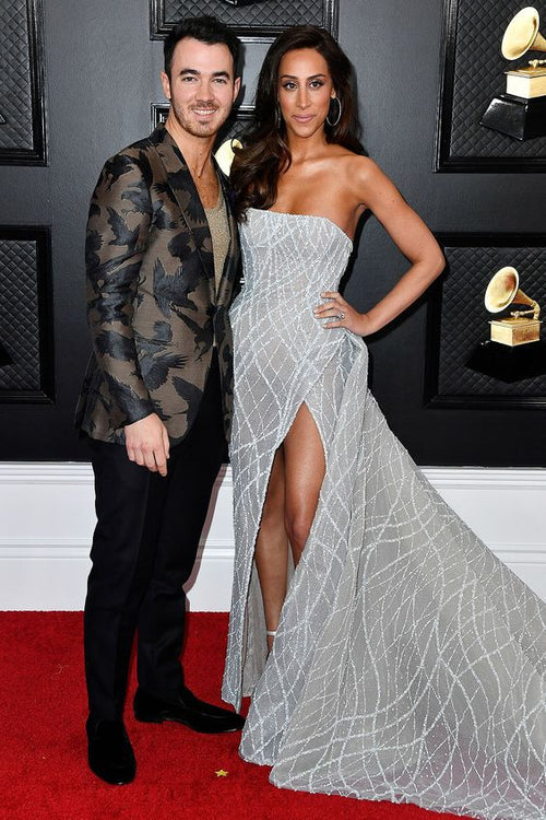 Aimishang Elegant A-line Strapless Long Prom Dresses With Slit Charming Evening Party Dress