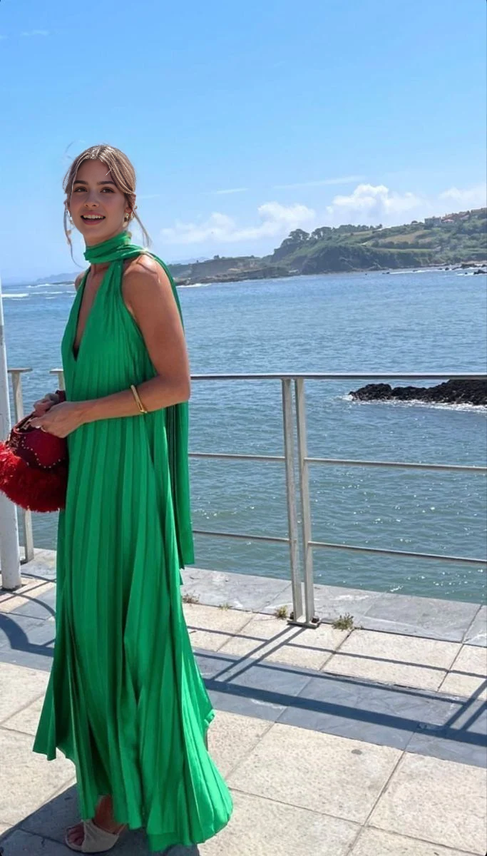 Aimishang Elegant A-line V-neck Long Prom Dress Charming Evening Party Dress Fashion Wedding Guest Dress