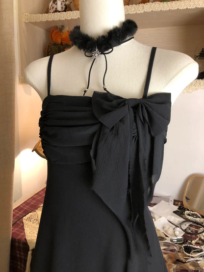 Aimishang Elegant A Line Black Spaghetti Straps Sleeveless Short Summer Birthday Party Dress Simple Graduation Homecoming Dress