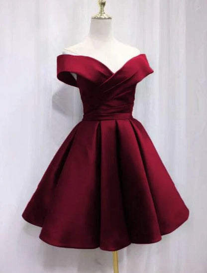 Aimishang Elegant A Line Blue Off Shoulder Lace-Up Short Formal Prom Dress Simple Homecoming Dress
