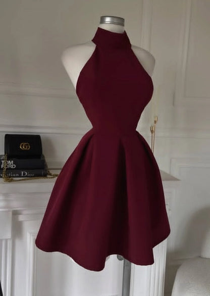 Aimishang Elegant A Line Halter Sleeveless Simple Summer Short Homecoming Dress For Girls