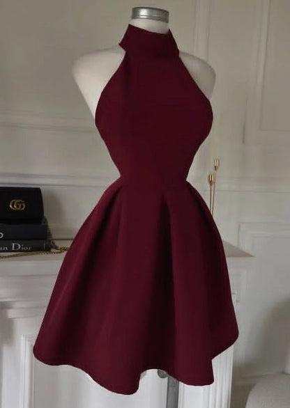 Aimishang Elegant A Line Halter Sleeveless Simple Summer Short Homecoming Dress For Girls